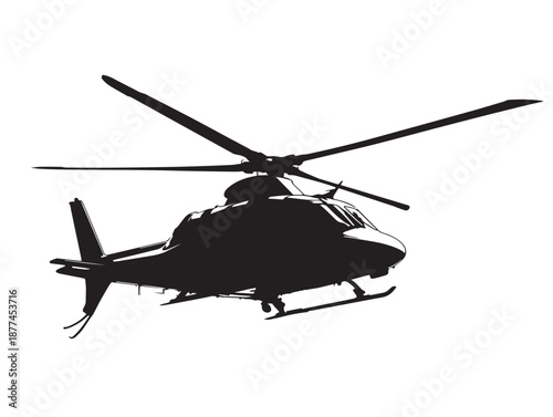 Beautiful helicopter profile silhouette with clean dramatic presence