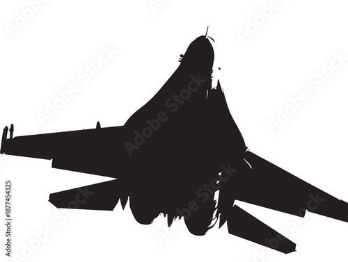 A stunning and dynamic black silhouette of a sleek jet aircraft