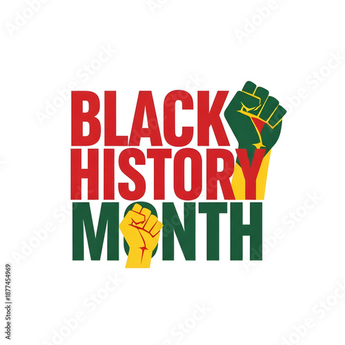 Vibrant Black History Month celebration with raised fists