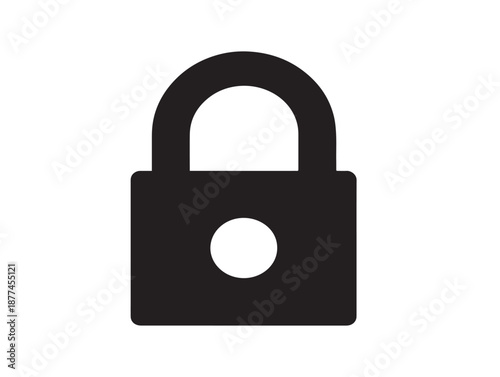 A gorgeous closed padlock icon featuring a clean and solid vector silhouette design