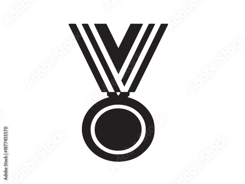 A gorgeous trophy medal icon with a nice and celebratory black silhouette illustration
