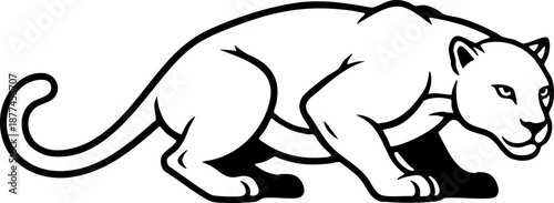 Black Panther Cougar Stalking Mascot Vector Illustration