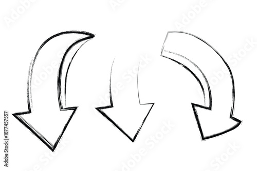 Two curved arrows pointing downwards in opposite directions