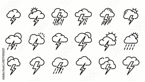 Weather with clouds lightning rain and sun weather clouds storm