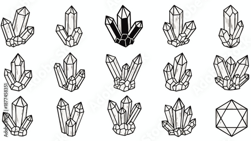 Black and white crystal cluster crystals clusters gemstone