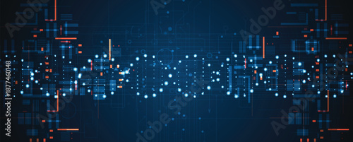 Futuristic molecules structure DNA strands, connected neural web