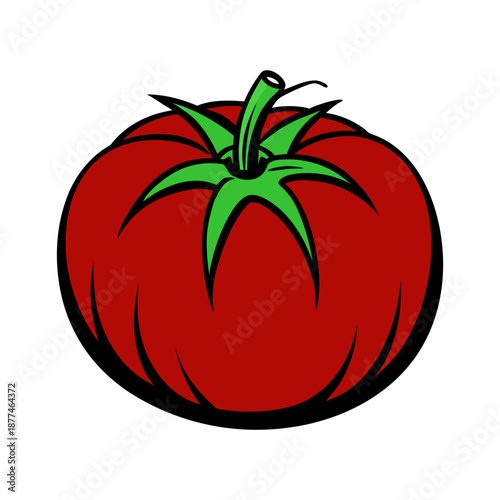 Fresh Red Tomato Vector Illustration Isolated on White Background. Ripe Red Tomato Icon, Fresh Organic Vegetable Illustration.