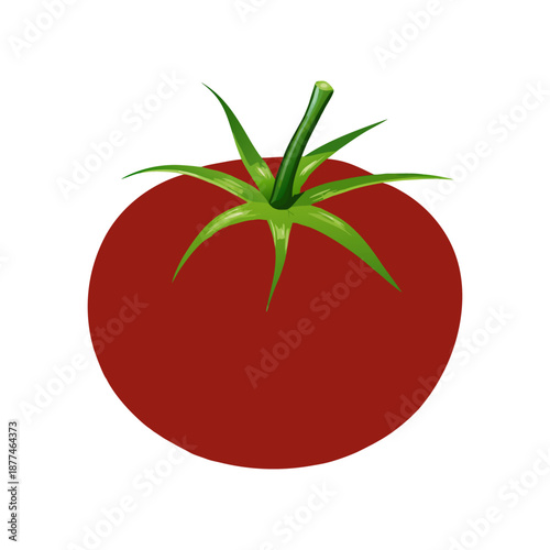 Fresh Red Tomato Vector Illustration Isolated on White Background. Ripe Red Tomato Icon, Fresh Organic Vegetable Illustration.