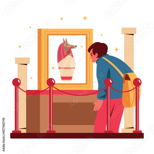 visiting a museum exhibition Vector Illustration EPS 10 File 