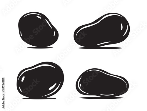 A gorgeous set of four beautiful black potato vegetable silhouette vector icons