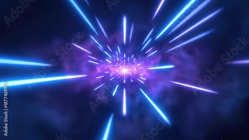 Wallpaper Mural Vibrant purple and blue light beams radiating from a central point in a dark space with a sense of energy Torontodigital.ca