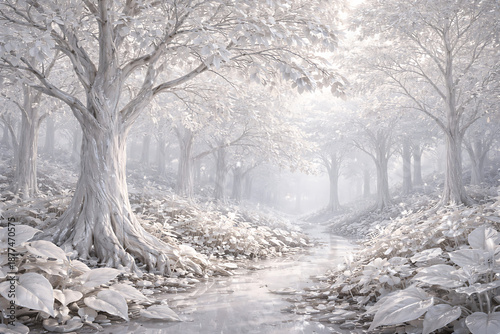 The porcelain forest and fog