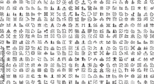 Collection of various ancient Egyptian hieroglyphic symbols and icons  used for decorative and educational purposes