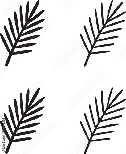 Isolated pine needle leaf icon, pine needle evergreen botanical plant silhouette, pine tree nature vector illustration, minimal forest design, isolated pine needle design