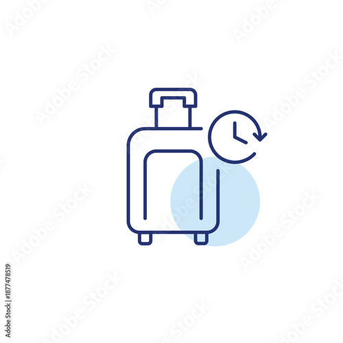 Travel luggage and clock. Arrival and departure schedules. Pixel perfect, editable stroke vector icon