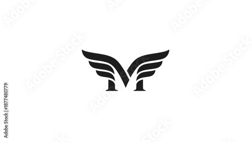 Black winged logo symbol icon.