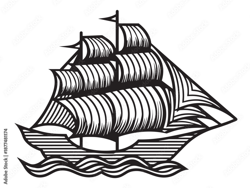 Naklejka premium Beautiful Nautical Symbol With Simple And Balanced Vector Design 