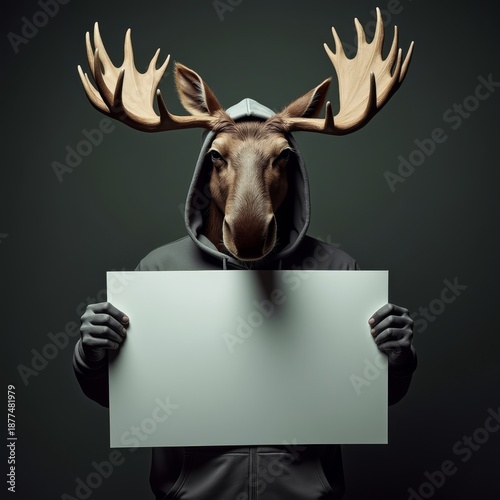 Anthropomorphic moose holdi...