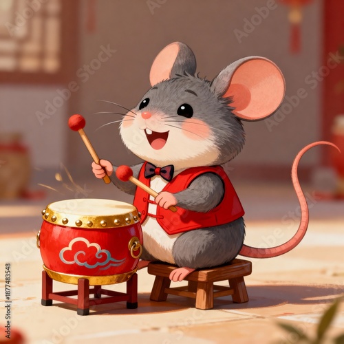 Anthropomorphic mouse plays...
