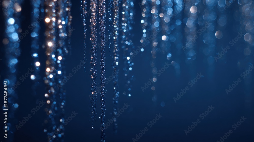 Fototapeta premium Elegant Glitter Streamer Curtain with Bokeh Effect, Perfect for Festive Celebrations and Backgrounds