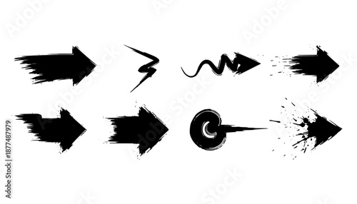 Arrow Paint Stroke Black Silhouette