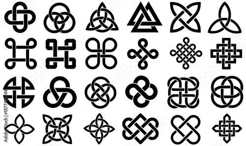 set vector Celtic Knot icon collections. Irish Celtic symbol. Viking Celtic sign Nordic logo template design illustration