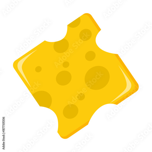 Cheese Slice Illustration Isolated on White Background