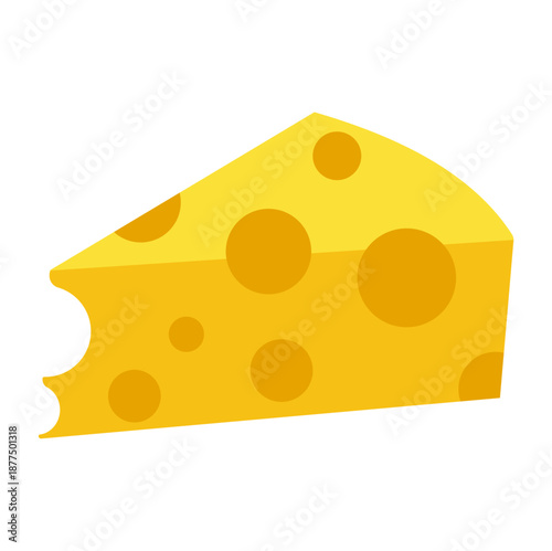 Cheese Slice Illustration Isolated on White Background