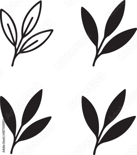 Isolated olive leaf icon, olive leaf branch botanical silhouette, olive tree organic vector, minimal herbal illustration, olive leaf nature design, clean minimal isolated olive leaf vector