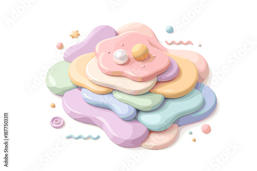 Abstract pastel blobs and shapes creating a soft, playful, and organic composition