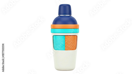 Modern Cocktail Shaker with Teal and Orange Accents