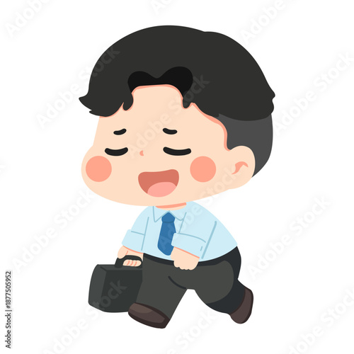 Man Walking With Briefcase Tired