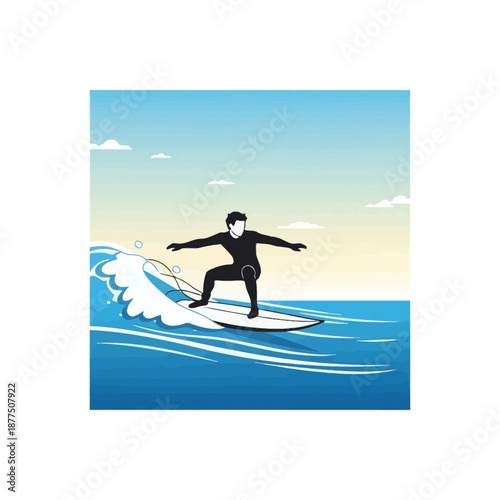 Surfer riding a wave, silhouette in wetsuit