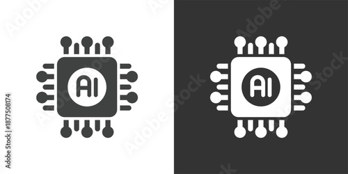 Artificial Intelligence (AI) Chipset icon. Solid glyph series icon