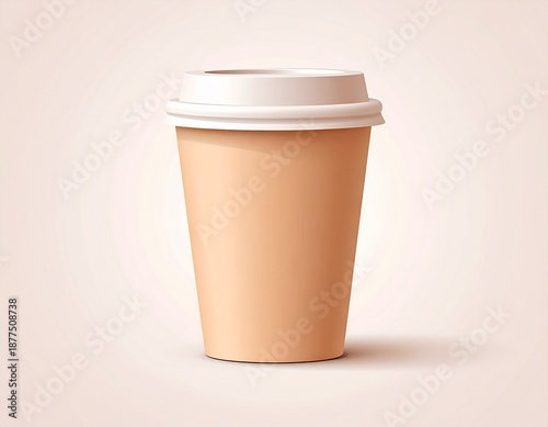 Minimal Cartoon Paper Cup Drink Illustration on Clean Background