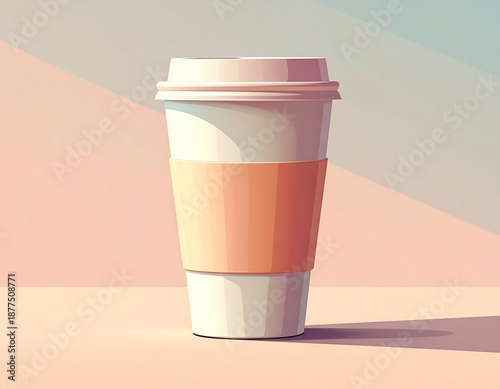 Minimal Aesthetic Cartoon Drink Cup on Neutral Background