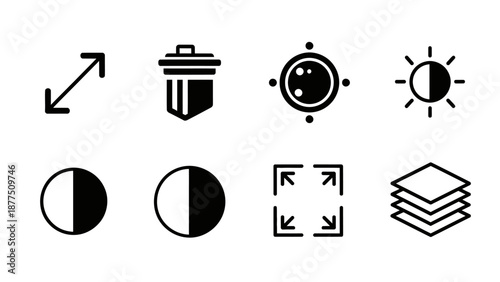 Collection of Simple Black and White Icons.