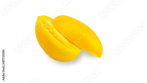 Fotografi Yellow tomato elongated shape on a white background