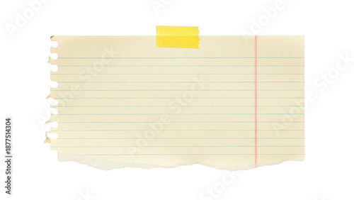 Blank notepad with yellow tape isolated on transparent background