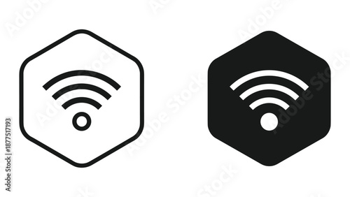 Wifi signal icon set in hexagonal shape