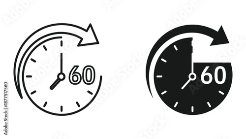 Clock icons showing sixty seconds rotation