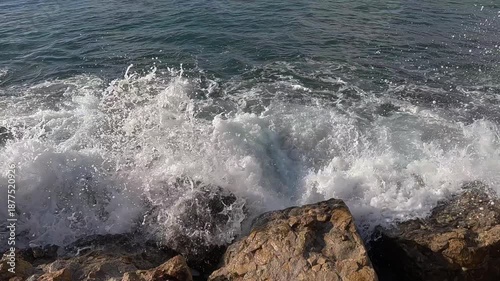 waves breaking on the rocks