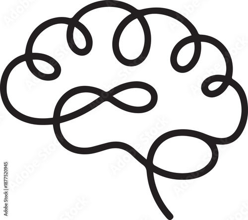One single line drawing of human brain for memorizing medical clinic logo identity. Psychological office icon logotype concept. one line Icon drawing