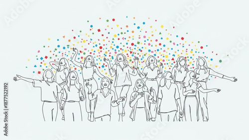 Diverse Group Celebrating with Confetti