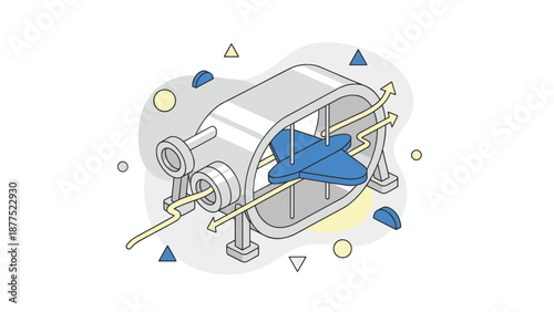 Isometric Illustration of a Wind Tunnel Testing Aircraft Design.
