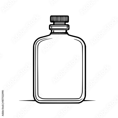 Elegant Vintage Bottle, Black White Line Art | Clean, isolated vector art for creative projects.