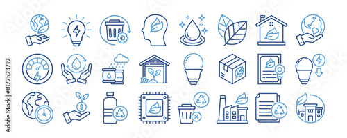Sustainability icon collection. Containing design ecology, sustainable, eco, nature, green