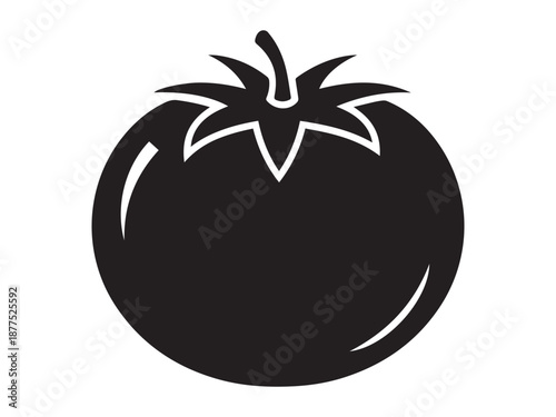 Tomato silhouette icon for organic farming and healthy vegetarian food diet concept illustration