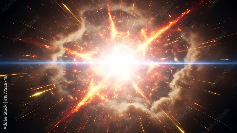 Fototapeta premium Cosmic Ignition: A Dazzling Display of Celestial Energy and Interstellar Brilliance