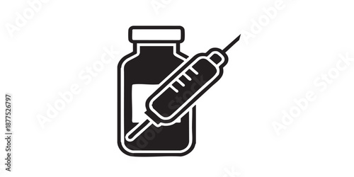 Vaccine vector icon, medicine vials symbol, immunization and health sign, outline and filled style, isolated on transparent background